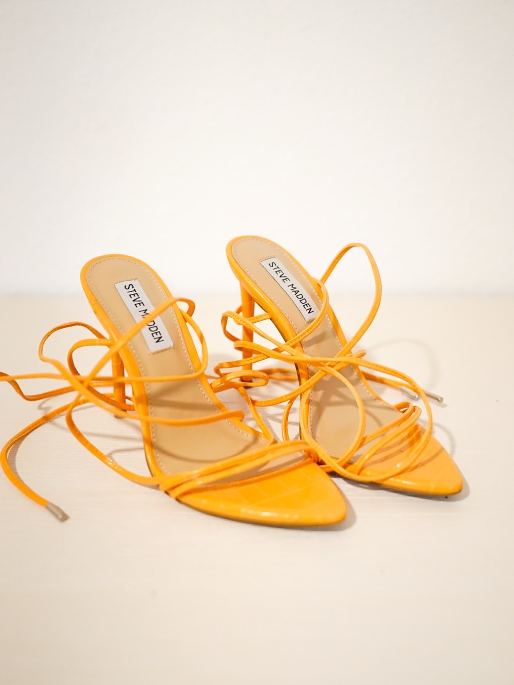 Steve Madden Orange Strappy Lace-Up Stiletto Sandals